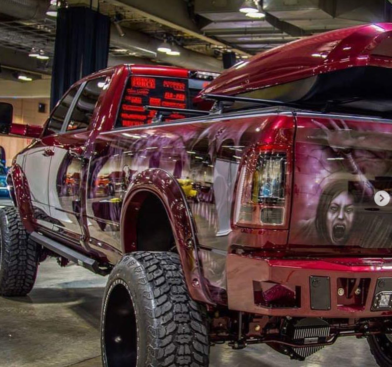 Custom airbrushed show truck at SEMA